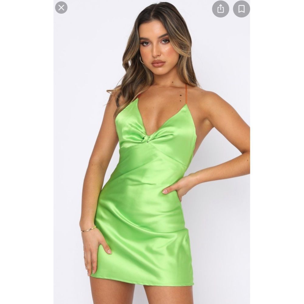 ✨NEW✨ White Fox Boutique She's Trouble Mini Dress Green - Picture 1 of 5